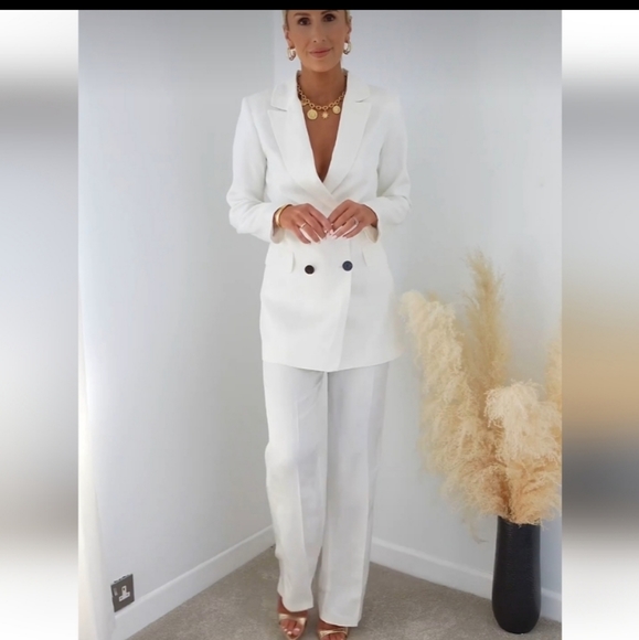 Zara Satin effect White long blazer - Picture 5 of 6